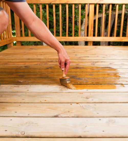 staining a deck